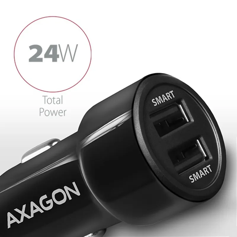 Axagon PWC-5V5 2.4A + 2.4A fekete autós töltő Axagon PWC-5V5 2.4A + 2.4A fekete autós töltő