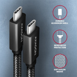 Axagon BUCM32-CM10AB Speed+ USB-C - USB-C adat- és töltőkábel 1m fekete