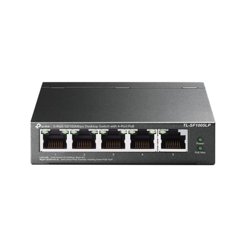 TP-LINK TL-SF1005LP 5-Port 10/100 Mbps Desktop Steel Case Switch with 4-Port PoE 41W PoE budget TP-LINK TL-SF1005LP 5-Port 10/100 Mbps Desktop Steel Case Switch with 4-Port PoE 41W PoE budget