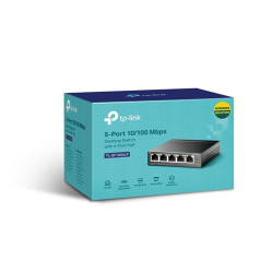 TP-LINK TL-SF1005LP 5-Port 10/100 Mbps Desktop Steel Case Switch with 4-Port PoE 41W PoE budget