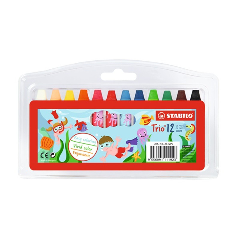 Stabilo Trio háromszög alakú 12db-os vegyes színű olajpasztell kréta készlet Stabilo Trio háromszög alakú 12db-os vegyes színű olajpasztell kréta készlet