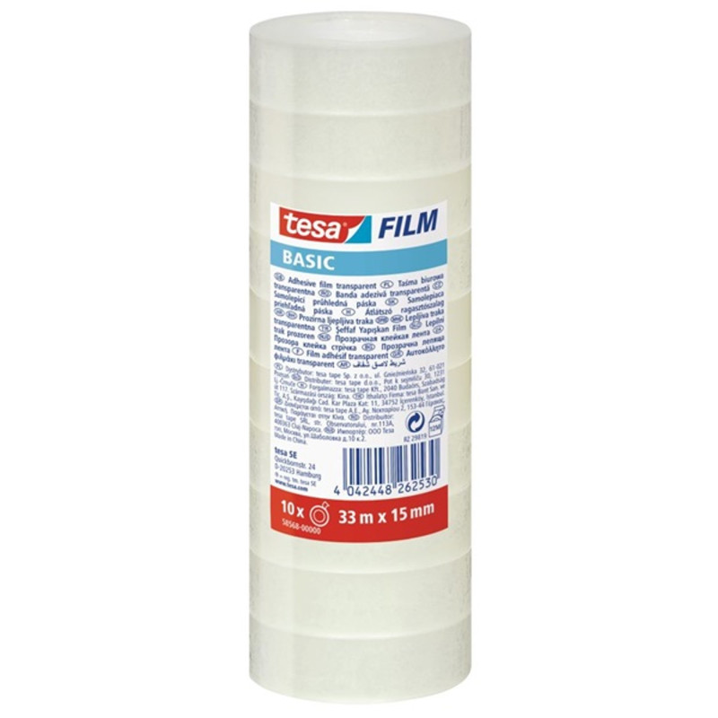 Tesa 58568 Basic 33mx15 mm 10 db/csomag átlátszó ragasztószalag Tesa 58568 Basic 33mx15 mm 10 db/csomag átlátszó ragasztószalag