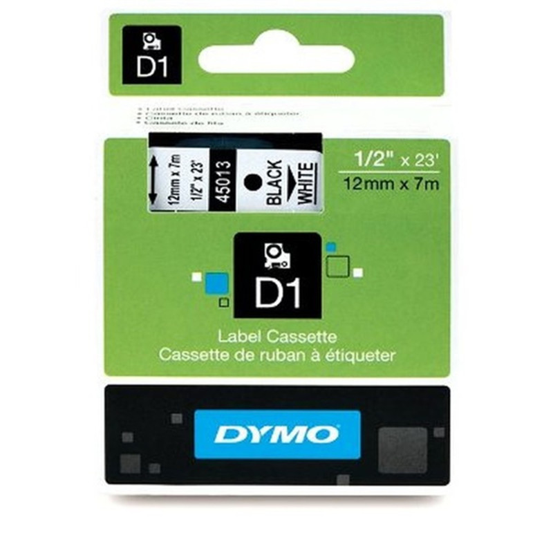 Dymo D1 12mmx7m fehér/fekete feliratozógép szalag Dymo D1 12mmx7m fehér/fekete feliratozógép szalag