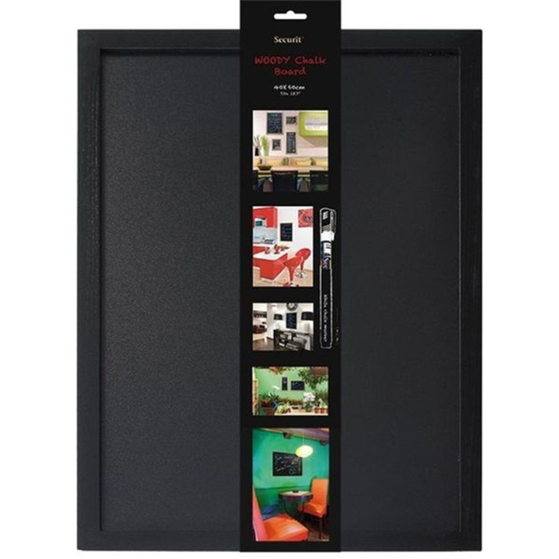 Securit 30x40cm lakkozott fekete krétatábla + krétamarker Securit 30x40cm lakkozott fekete krétatábla + krétamarker