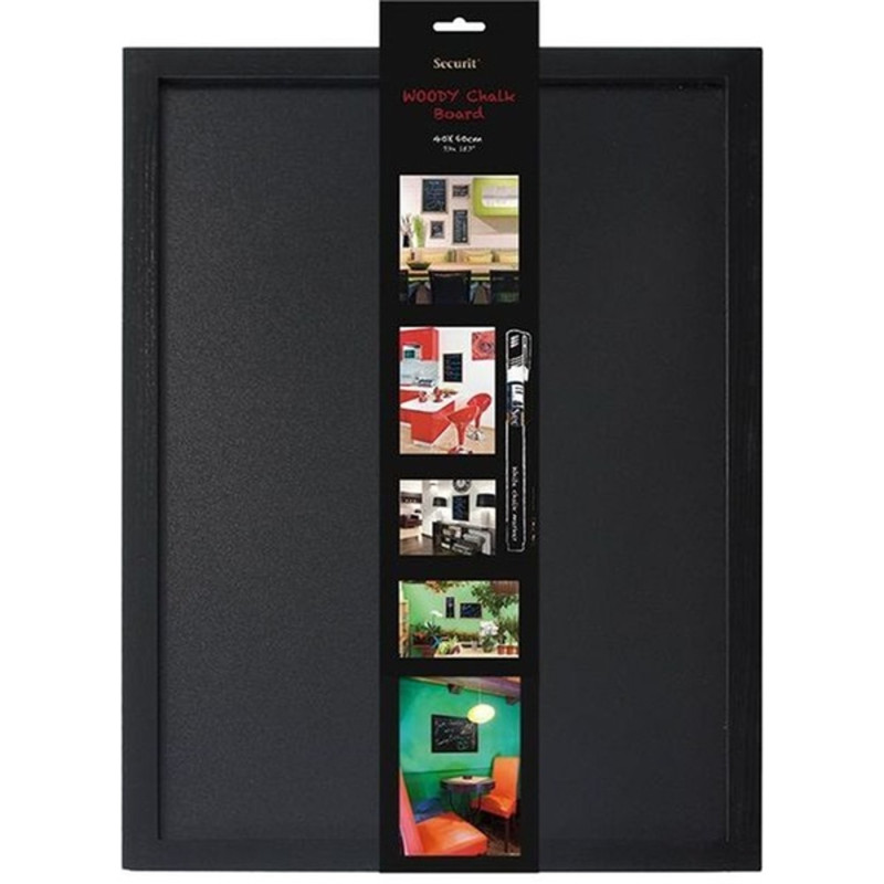 Securit 40x60cm lakkozott fekete krétatábla + krétamarker Securit 40x60cm lakkozott fekete krétatábla + krétamarker
