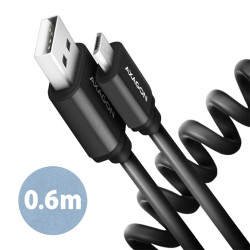 Axagon BUMM-AM10TB Twister Micro USB - USB-A adat- és töltőkábel 0.6m fekete