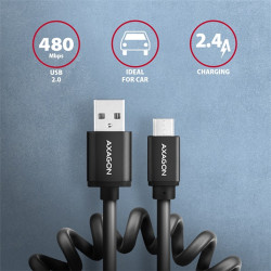 Axagon BUMM-AM10TB Twister Micro USB - USB-A adat- és töltőkábel 0.6m fekete