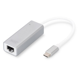 DIGITUS USB 3.0 Type C Gigabit Ethernet Adapter chipset RTL8153 20cm cable white