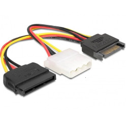 Delock DL65235 15 tűs SATA (apa) – 4 tűs Molex (anya) + 15 tűs SATA (anya), hálózati kábel