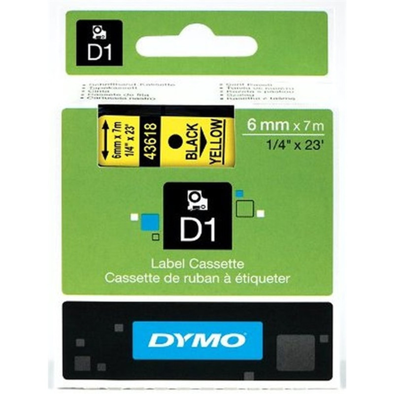 Dymo D1 6mmx7m sárga/fekete feliratozógép szalag Dymo D1 6mmx7m sárga/fekete feliratozógép szalag