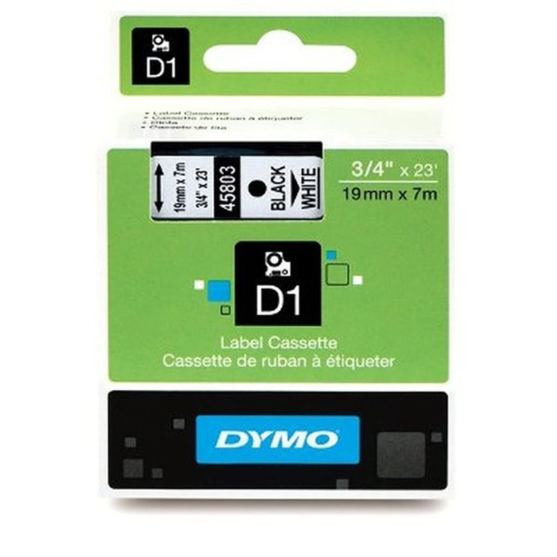 Dymo D1 19mmx3,5m fekete/fehér feliratozógép szalag Dymo D1 19mmx3,5m fekete/fehér feliratozógép szalag
