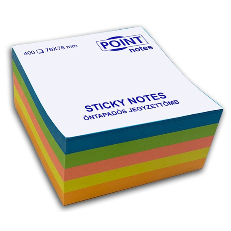 Point Cube 76x76mm 400lapos többféle élénk színű öntapadós jegyzettömb Point Cube 76x76mm 400lapos többféle élénk színű öntapadós jegyzettömb