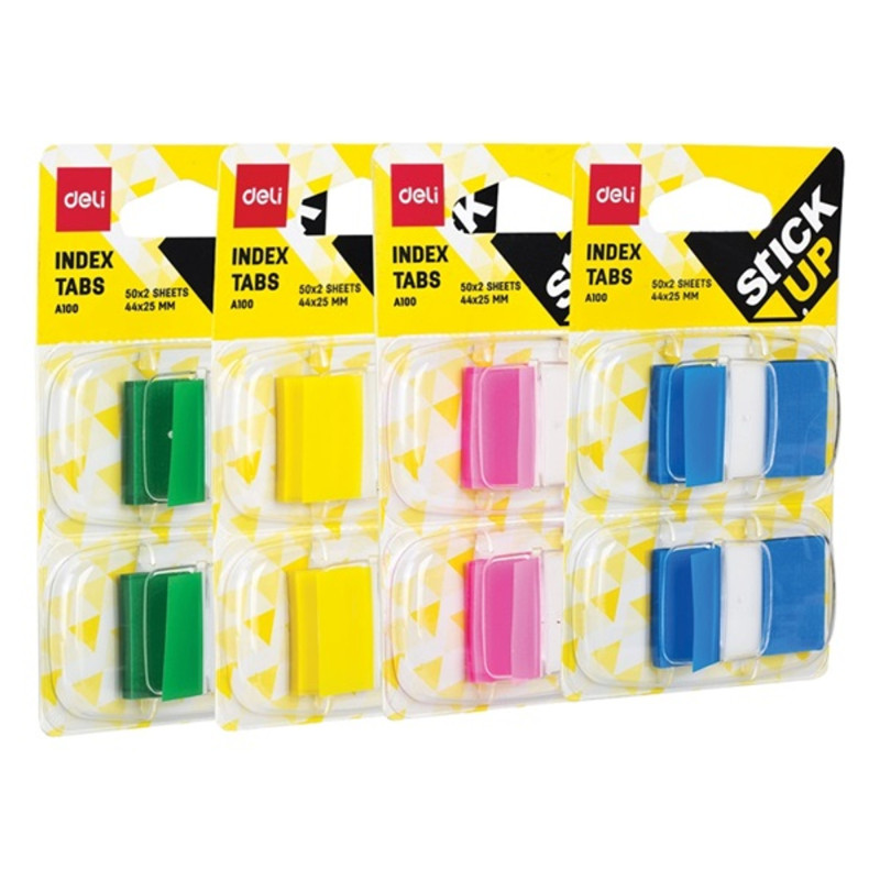 Deli 44x25mm tartóban 2x50lap színes jelölőcímke Deli 44x25mm tartóban 2x50lap színes jelölőcímke
