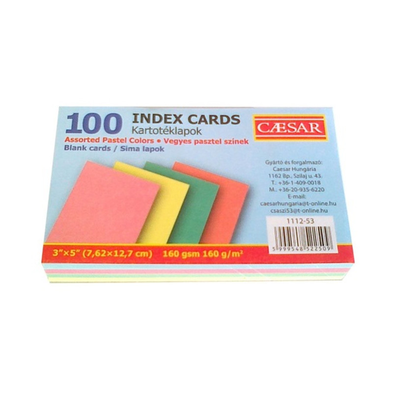 Caesar sima 100db/csomag pasztell indexkártya Caesar sima 100db/csomag pasztell indexkártya