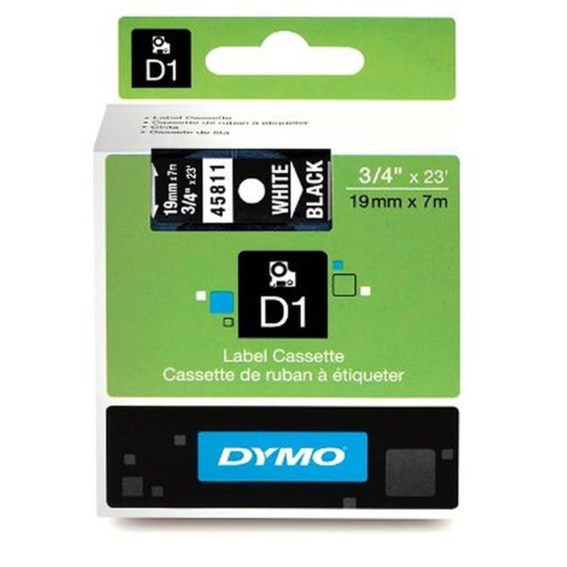 Dymo D1 19mmx7m fehér/fekete feliratozógép szalag Dymo D1 19mmx7m fehér/fekete feliratozógép szalag