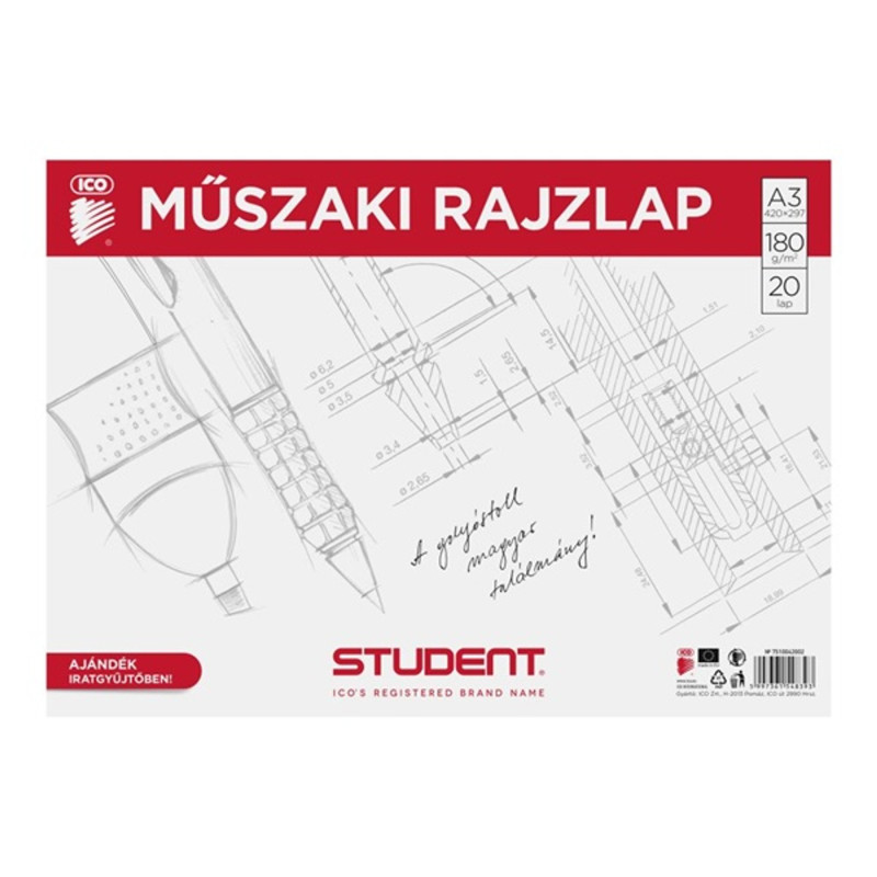 ICO Student műszaki A3 20lapos rajzlap ICO Student műszaki A3 20lapos rajzlap