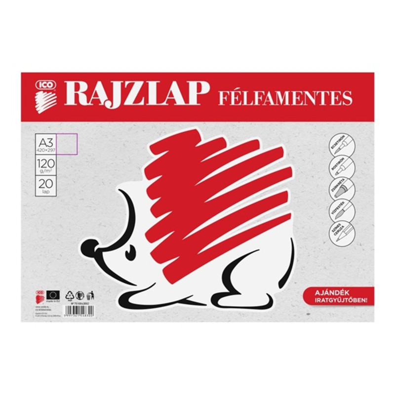 ICO Süni A3 félfamentes 20db rajzlap ICO Süni A3 félfamentes 20db rajzlap