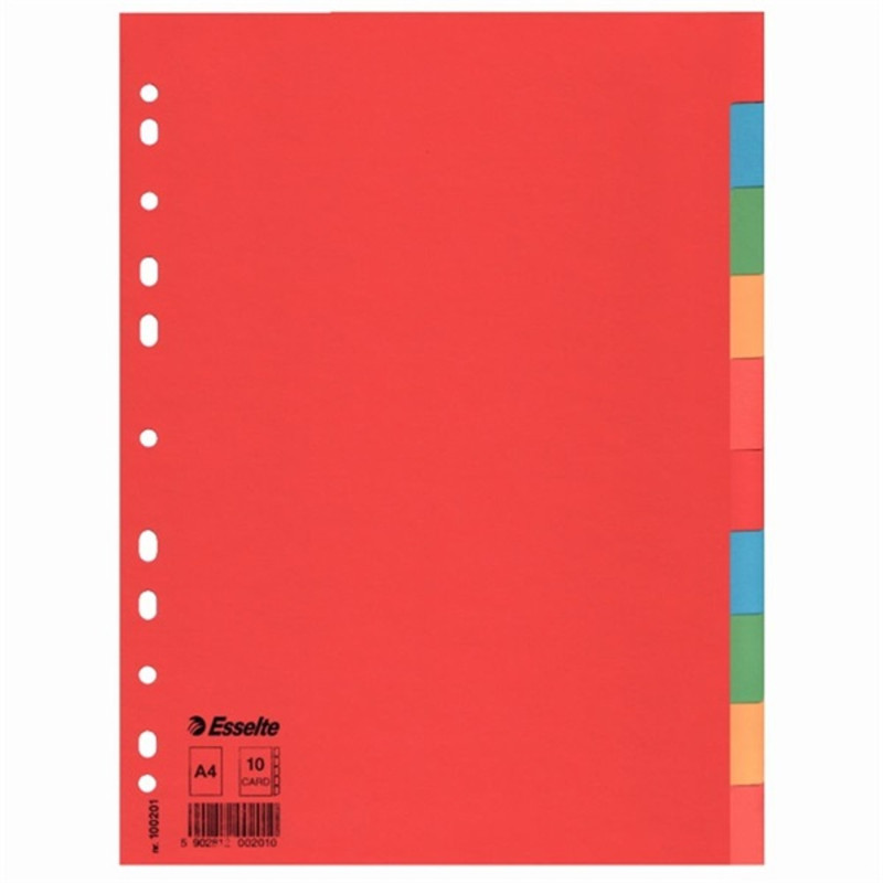 Regiszter, karton, A4, 10 részes, ESSELTE "Economy", színes Regiszter, karton, A4, 10 részes, ESSELTE "Economy", színes