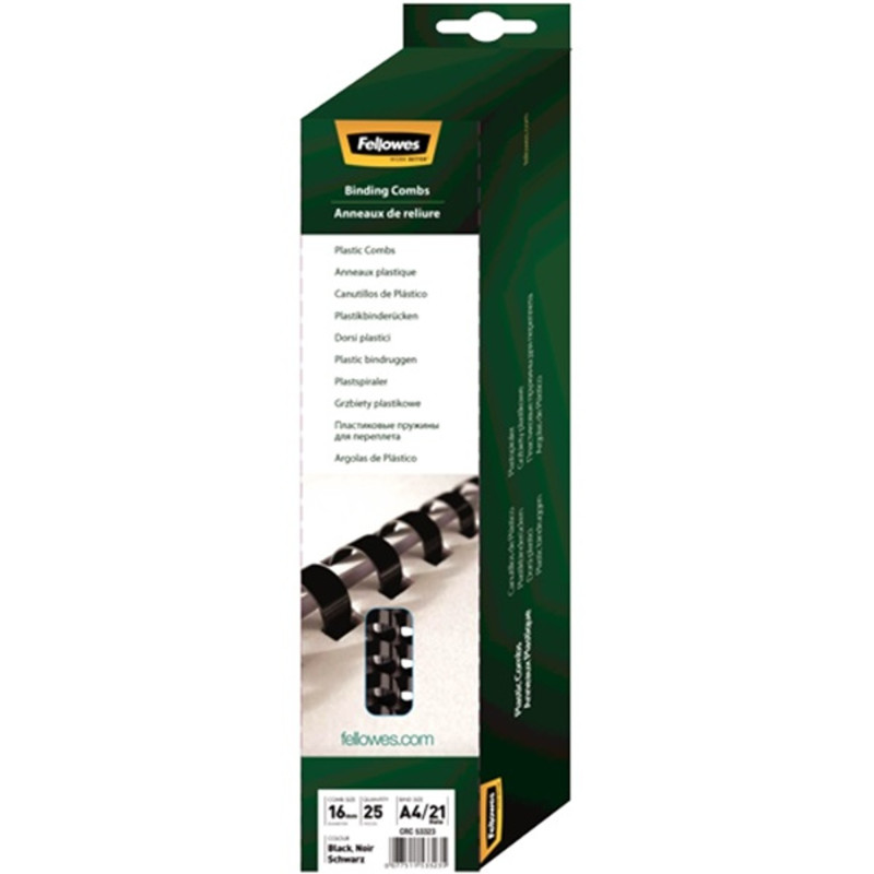 Fellowes 16mm 25db-os 101-120lapos fekete műanyag spirál Fellowes 16mm 25db-os 101-120lapos fekete műanyag spirál