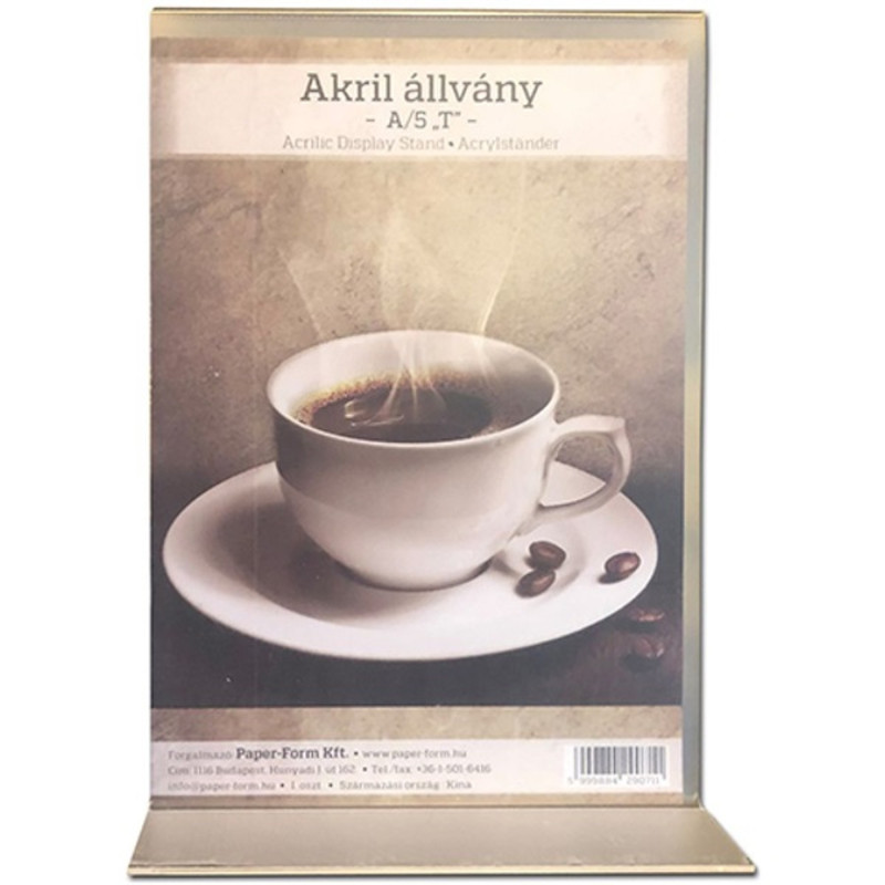 A5 "T" víztiszta 2 mm akril asztali laptartó A5 "T" víztiszta 2 mm akril asztali laptartó