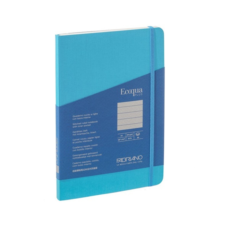 Fabriano Ecoqua Plus A5 80 lapos türkiz vonalas notesz Fabriano Ecoqua Plus A5 80 lapos türkiz vonalas notesz