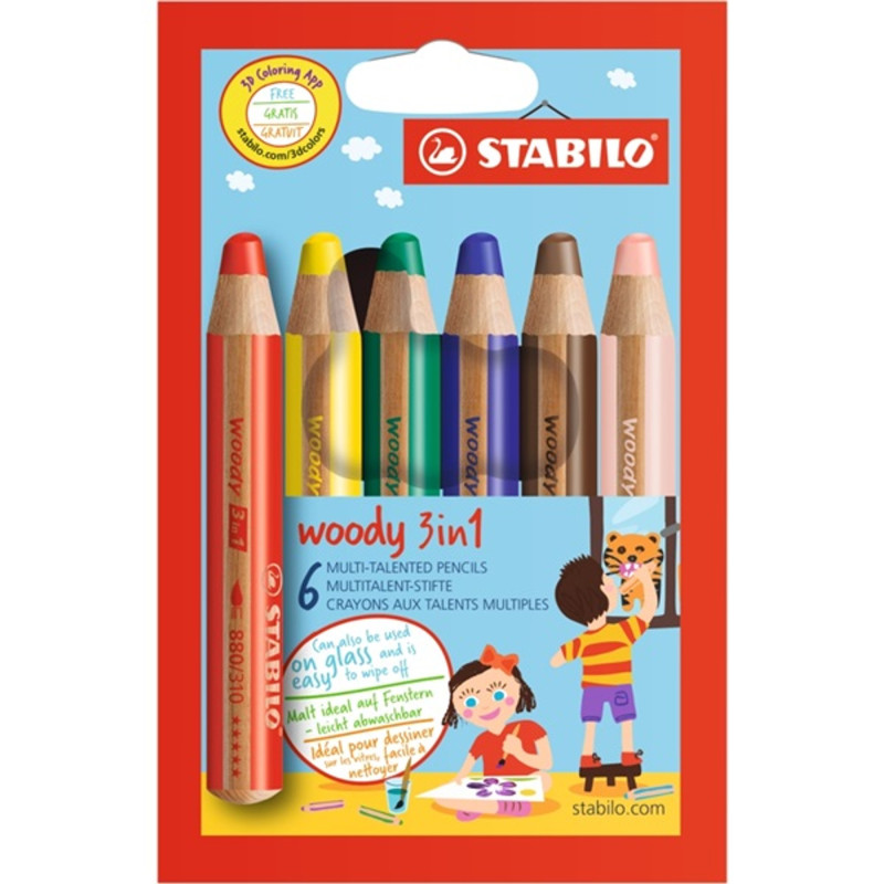 Stabilo Woody 6db-os 3in1 vegyes színű krétaceruza Stabilo Woody 6db-os 3in1 vegyes színű krétaceruza