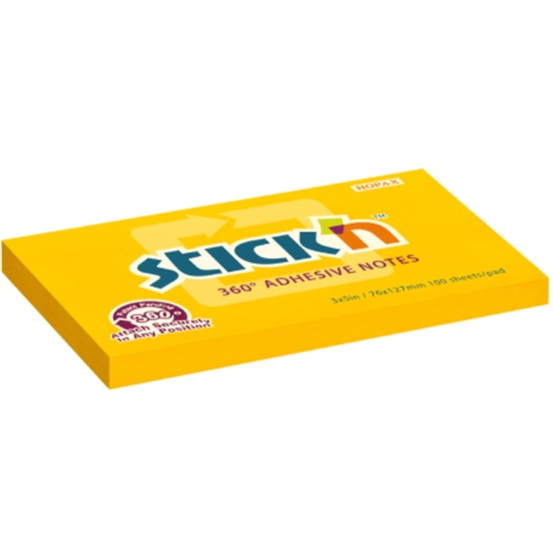 Stick`N 360° 76x127 mm 100 lap narancssárga öntapadó jegyzettömb Stick`N 360° 76x127 mm 100 lap narancssárga öntapadó jegyzettömb