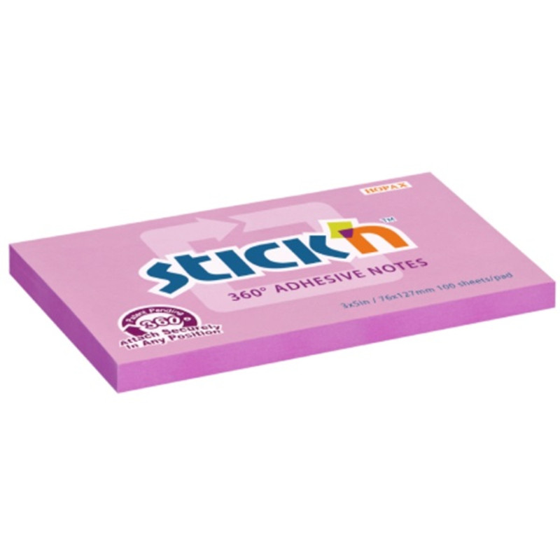 Stick`N 360° 76x127 mm 100 lap pink öntapadó jegyzettömb Stick`N 360° 76x127 mm 100 lap pink öntapadó jegyzettömb
