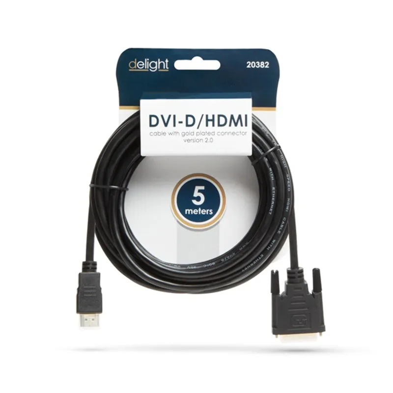 Delight 5m 4K HDMl - DVI-D kábel Delight 5m 4K HDMl - DVI-D kábel