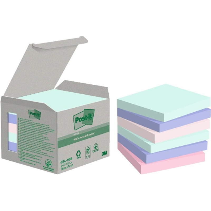 Post-it 76x76mm újrahasznosított 100lapos 6db vegyes jegyzettömb Post-it 76x76mm újrahasznosított 100lapos 6db vegyes jegyzettömb