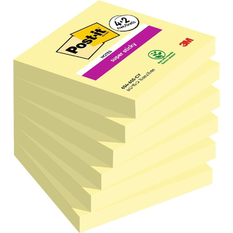 Post-it Super Sticky kanári sárga 76x76mm 90lapos 4+2db jegyzettömb Post-it Super Sticky kanári sárga 76x76mm 90lapos 4+2db jegyzettömb