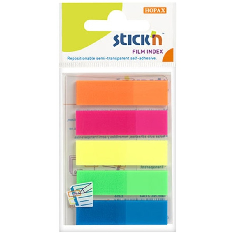 Stick`N 45x12 mm 5x25 lapos neon oldaljelölő címke Stick`N 45x12 mm 5x25 lapos neon oldaljelölő címke