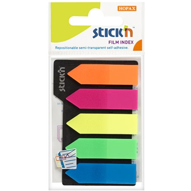 Stick`N 42x12 mm 5x25 lapos nyíl formájú neon oldaljelölő címke Stick`N 42x12 mm 5x25 lapos nyíl formájú neon oldaljelölő címke