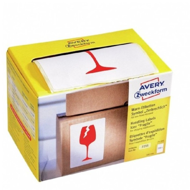 Avery 7251 Törékeny piktogram 74x100mm 200db-os címke Avery 7251 Törékeny piktogram 74x100mm 200db-os címke