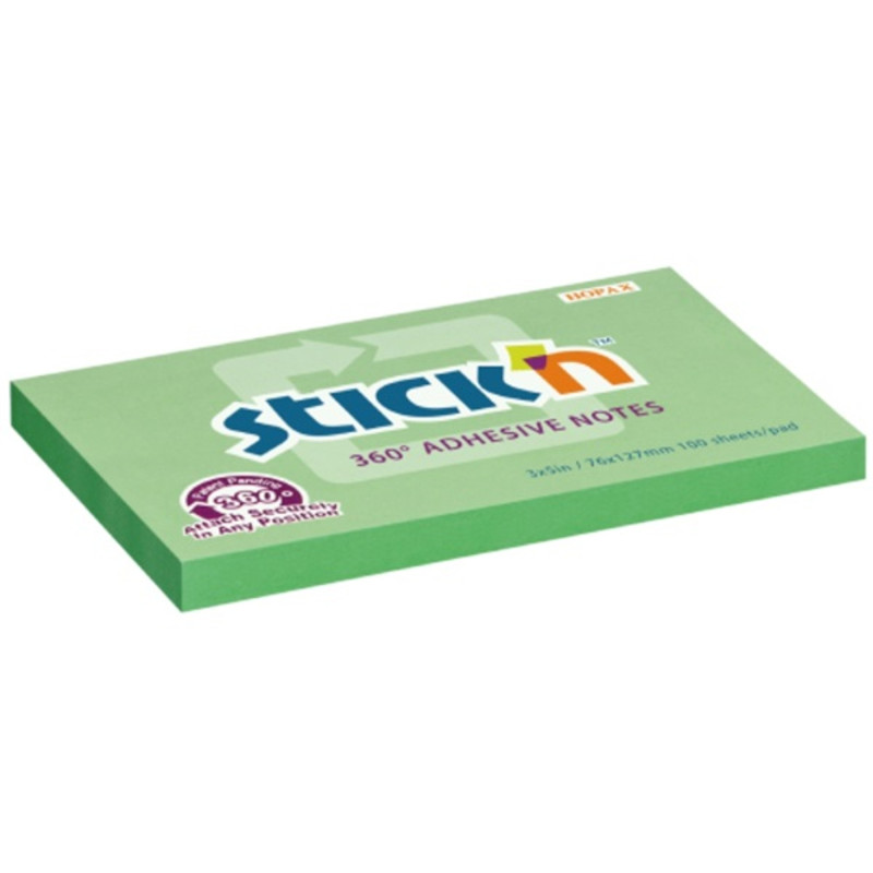 Stick`N 360° 76x127 mm 100 lap zöld öntapadó jegyzettömb Stick`N 360° 76x127 mm 100 lap zöld öntapadó jegyzettömb
