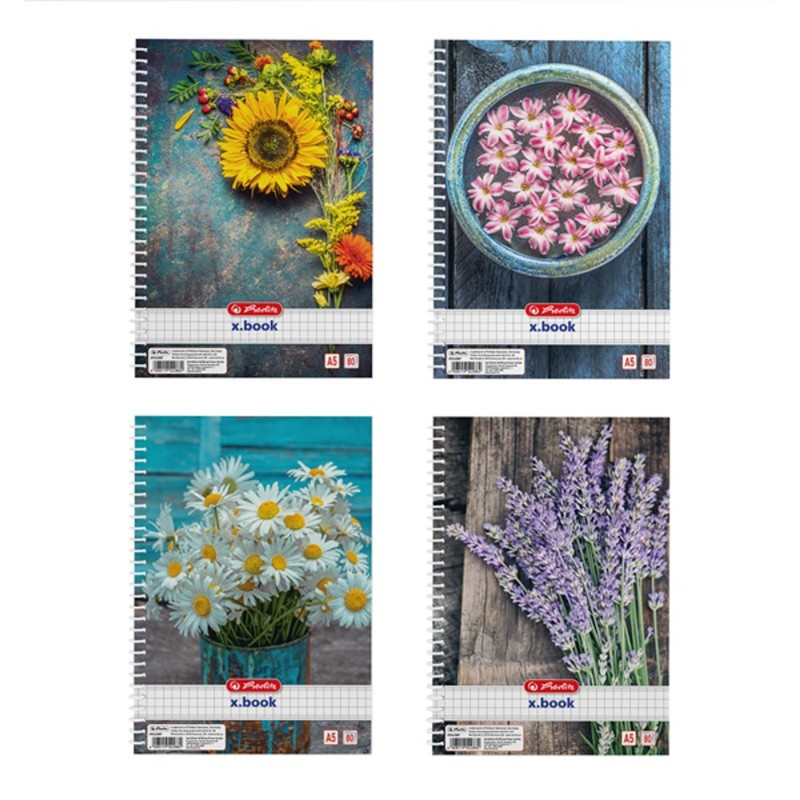 Herlitz Flower A5 80lapos kockás spirálfüzet Herlitz Flower A5 80lapos kockás spirálfüzet