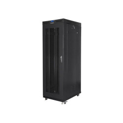 LANBERG FF01-8027-23BL free-standing rack 19inch self-assembly flat pack 27U/800x1000mm black mesh door LCD