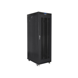 LANBERG FF01-8027-23BL free-standing rack 19inch self-assembly flat pack 27U/800x1000mm black mesh door LCD