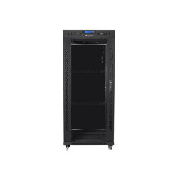 Lanberg FF01-8037-12BL 19" 37U SZÉL:800 MÉLY:1000 MAG:1883 lapraszerelt üvegajtós fekete rack szekrény