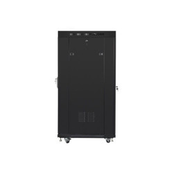 Lanberg FF01-8037-12BL 19" 37U SZÉL:800 MÉLY:1000 MAG:1883 lapraszerelt üvegajtós fekete rack szekrény