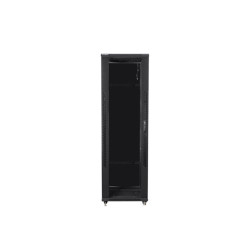 Lanberg FF01-8842-12B 19" 42U SZÉL:800 MÉLY:800 MAG:2047 lapraszerelt üvegajtós fekete rack szekrény