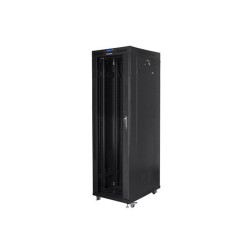 Lanberg 19" szabadon álló rack szekrény 42U/800X800 üvegajtó, lapraszerelt, LCD kijelző, fekete