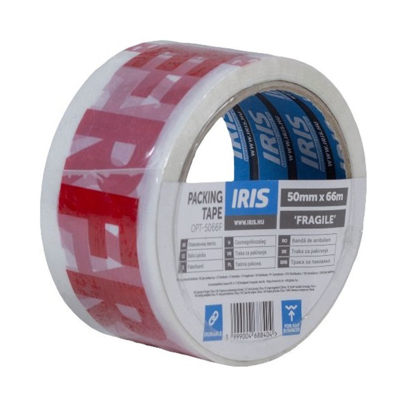 Iris 50mmx66m fragile/törékeny feliratú csomagzáró szalag Iris 50mmx66m fragile/törékeny feliratú csomagzáró szalag