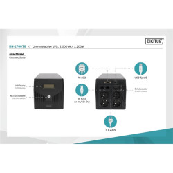 DIGITUS UPS Line-Ineractive LCD 2000VA/1200W szünetmentes tápegység  (DN-170076)