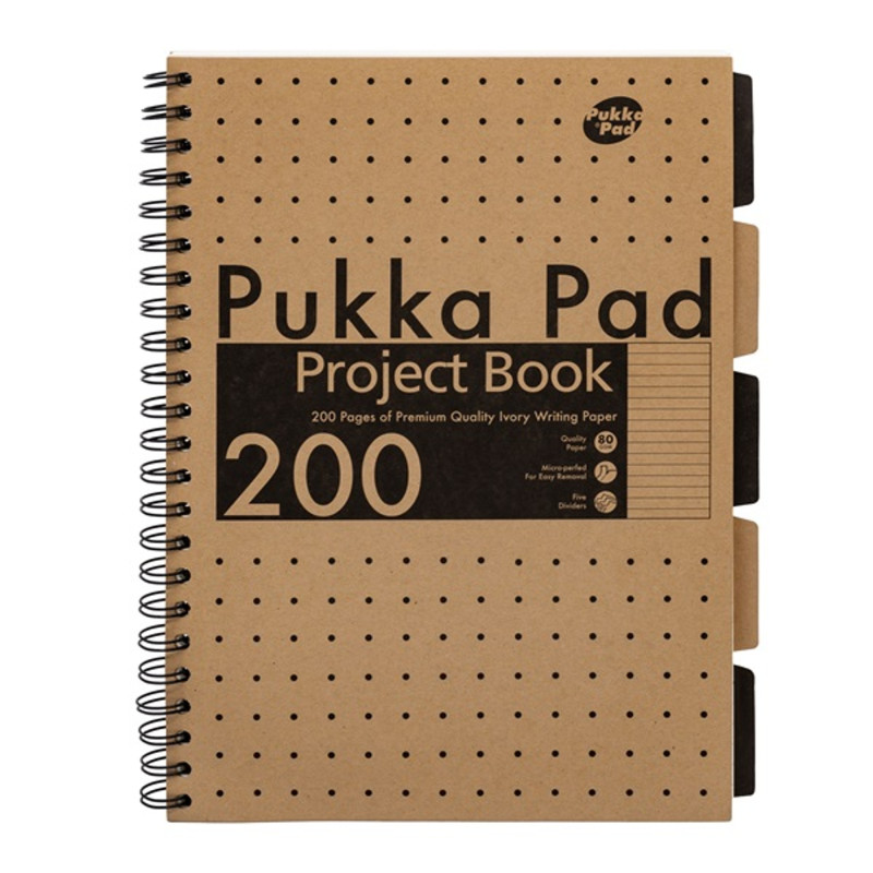 Pukka Pad Project Book Kraft A4 200 oldalas vonalas újrahasznosított spirálfüzet Pukka Pad Project Book Kraft A4 200 oldalas vonalas újrahasznosított spirálfüzet