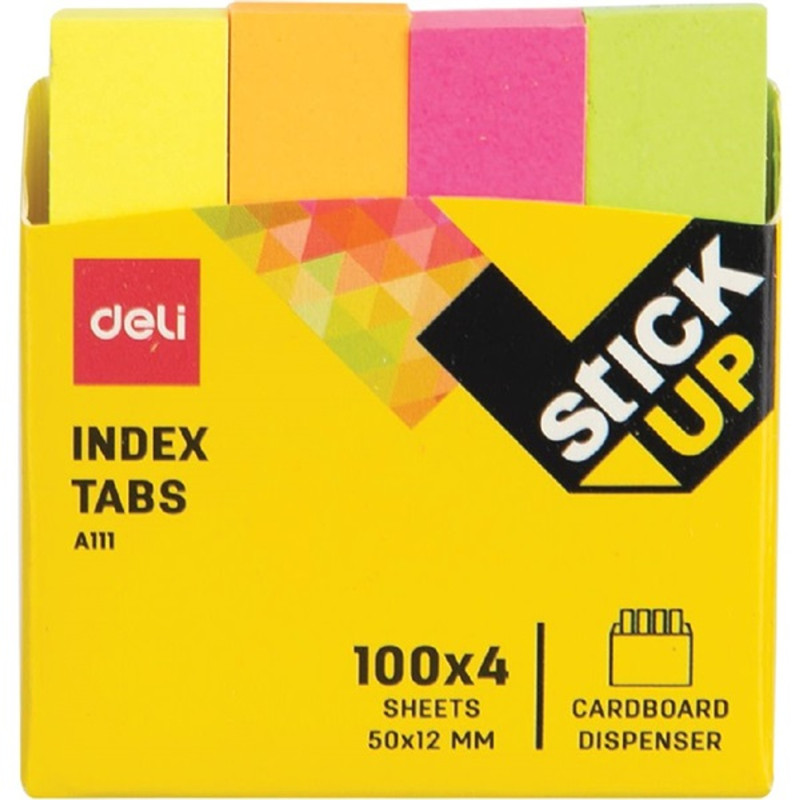 Deli Stick Up 50x12 mm 4x100 lap neon papír jelölőcímke Deli Stick Up 50x12 mm 4x100 lap neon papír jelölőcímke