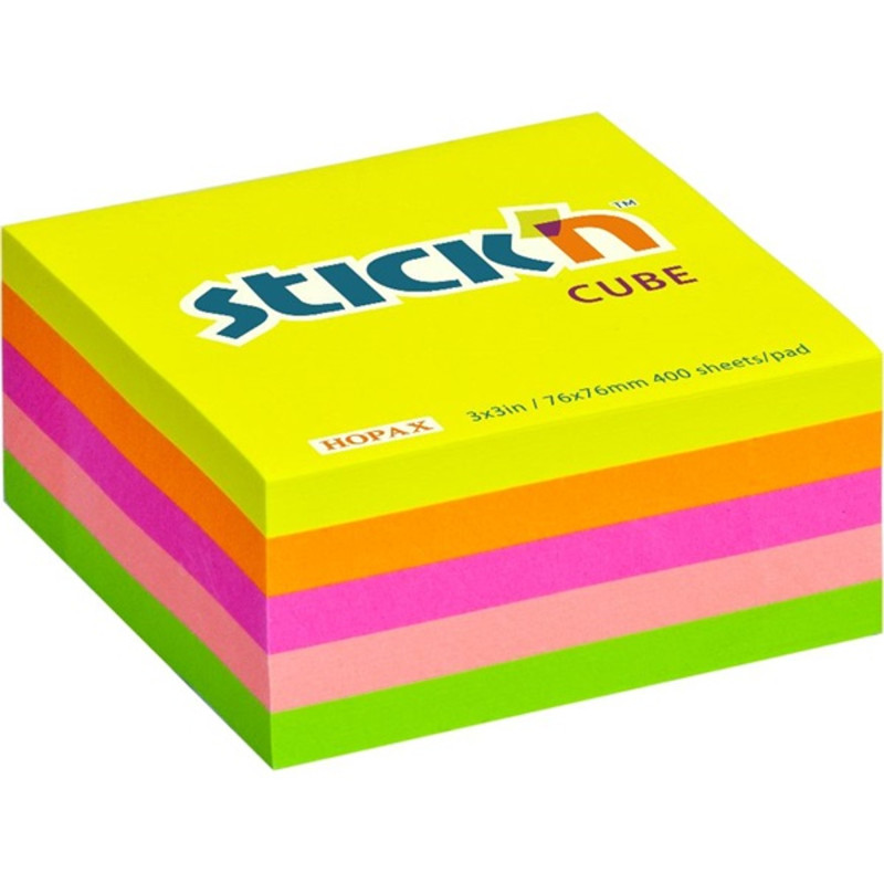 Stick`N 76x76 mm 400 lap neon szivárvány öntapadó kockatömb Stick`N 76x76 mm 400 lap neon szivárvány öntapadó kockatömb
