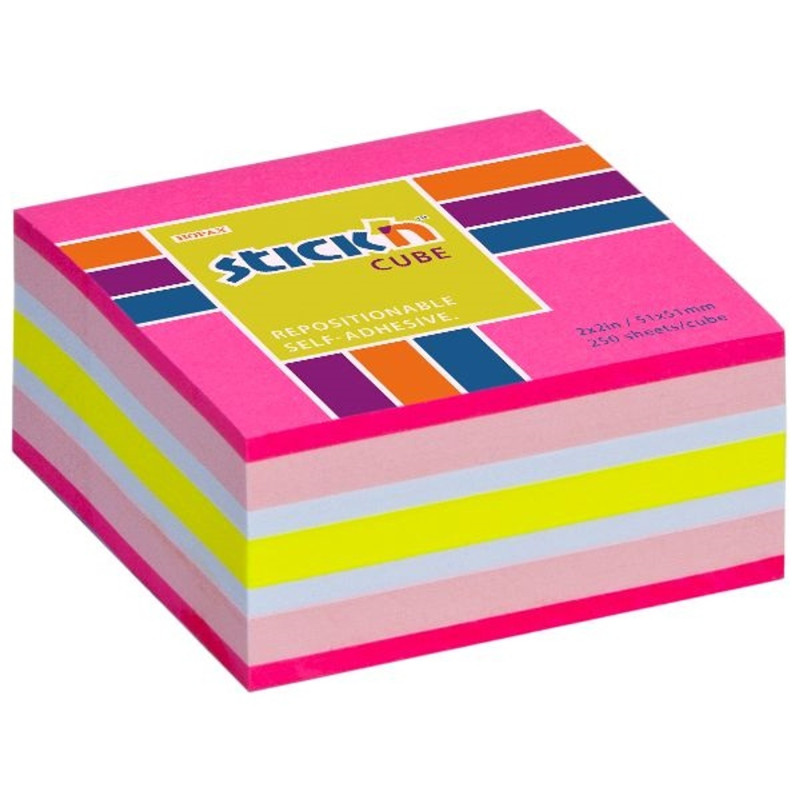 Stick`N 51x51 mm 250 lap neon pink mix öntapadó kockatömb Stick`N 51x51 mm 250 lap neon pink mix öntapadó kockatömb