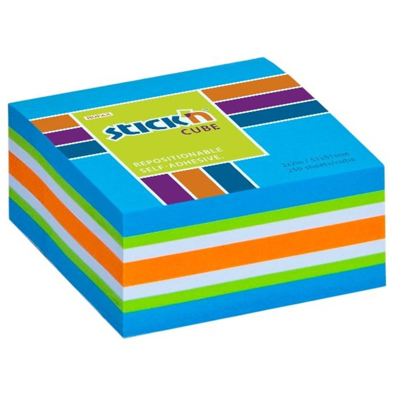 Stick`N 51x51 mm 250 lap neon blue mix öntapadó kockatömb Stick`N 51x51 mm 250 lap neon blue mix öntapadó kockatömb