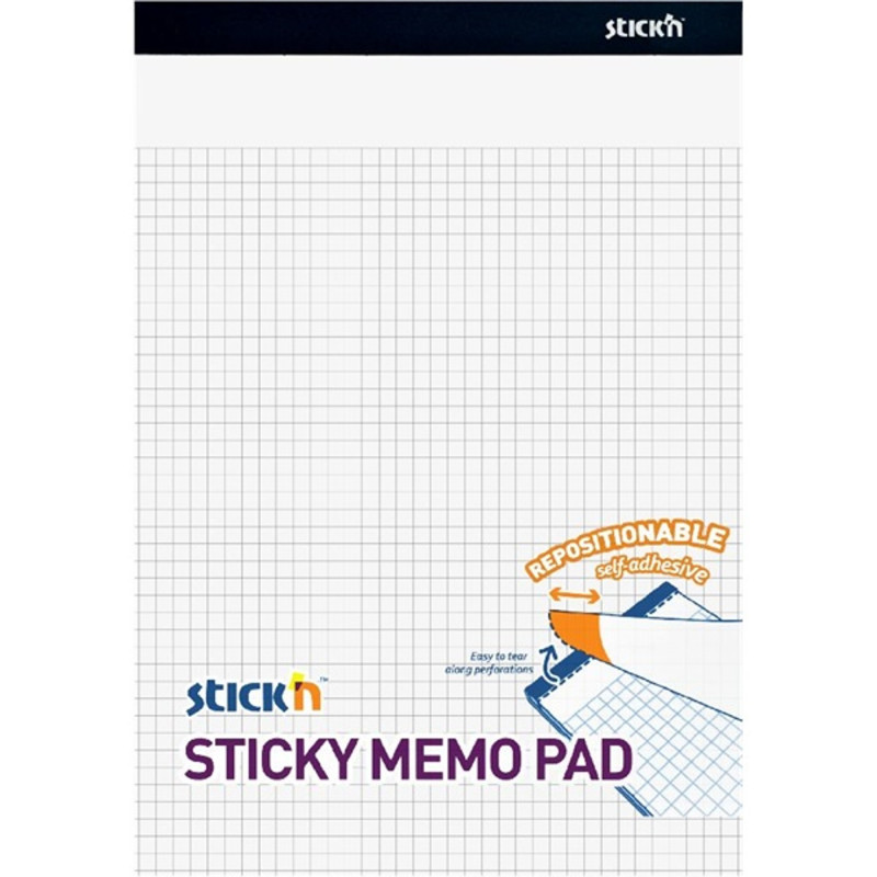Stick`N 254x178 mm 50 lap/tömb négyzetrácsos fehér öntapadó jegyzetfüzet Stick`N 254x178 mm 50 lap/tömb négyzetrácsos fehér öntapadó jegyzetfüzet